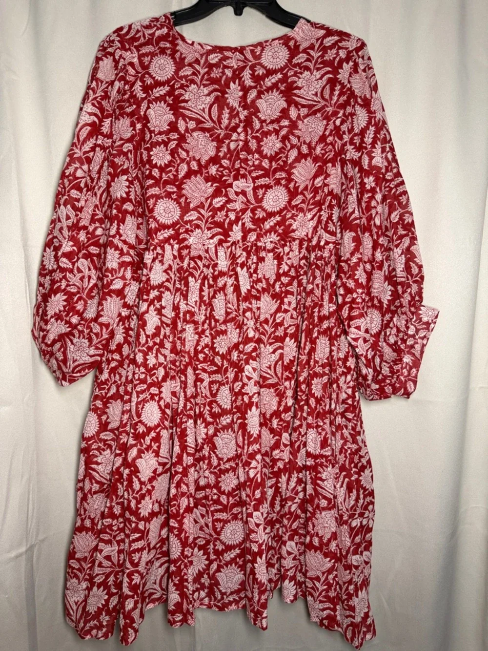 Daughters of India Kyra Mini Dress‎ Saffron Red White Floral Size XL